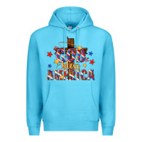 Ocean Blue god bless america Premium Hoodie - texasbilliewilder