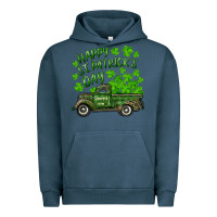 Pigment Midnight Navy Happy st. patrick's day shamrock farm truck Urban Hoodie - RanaPortraitStore