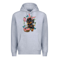 Heather Grey easter dachshund Premium Hoodie - RanaPortraitStore