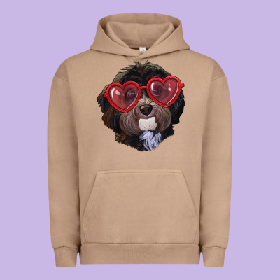 Urban Hoodie Havanese dog with love glasses