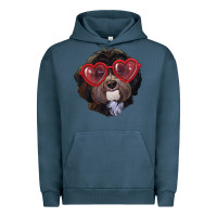 Pigment Midnight Navy Havanese dog with love glasses Urban Hoodie - RanaPortraitStore