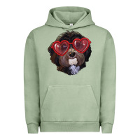 Pigment Oil Green Havanese dog with love glasses Urban Hoodie - RanaPortraitStore