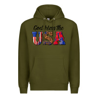 Army Green god bless the usa Premium Hoodie - texasbilliewilder