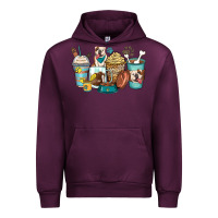 Mauve Wine english bulldog coffee cups Urban Hoodie - Zillion Design Studio