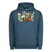 Pigment Midnight Navy english bulldog coffee cups Urban Hoodie - Zillion Design Studio