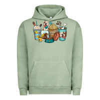 Pigment Oil Green english bulldog coffee cups Urban Hoodie - Zillion Design Studio
