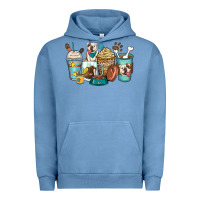 Pigment Pebble Blue english bulldog coffee cups Urban Hoodie - Zillion Design Studio