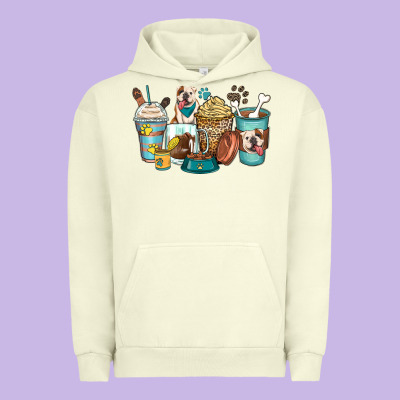 English Bulldog Coffee Cups Urban Hoodie Designed By Zillion Design Studio
