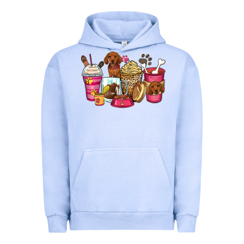 Dachshund Coffee Cups Urban Hoodie by Zillion Design Studio | Teevron