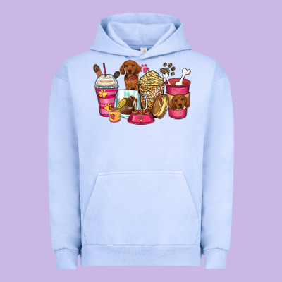 Dachshund Coffee Cups Urban Hoodie Designed By Zillion Design Studio