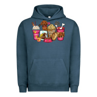 Pigment Midnight Navy dachshund coffee cups Urban Hoodie - Zillion Design Studio