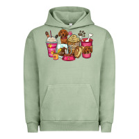 Pigment Oil Green dachshund coffee cups Urban Hoodie - Zillion Design Studio