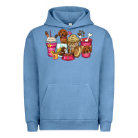 Pigment Pebble Blue dachshund coffee cups Urban Hoodie - Zillion Design Studio