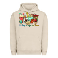 Pigment French Oak 100 days of coffee and chaos coffee cups Urban Hoodie - Zillion Design Studio