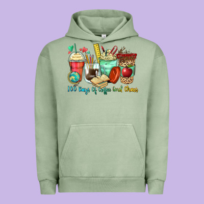 100 Days Of Coffee And Chaos Coffee Cups Urban Hoodie Designed By Zillion Design Studio