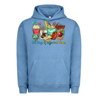 Pigment Pebble Blue 100 days of coffee and chaos coffee cups Urban Hoodie - Zillion Design Studio