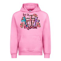 Fuchsia Pink He Is Risen Cross Urban Hoodie - RanaPortraitStore