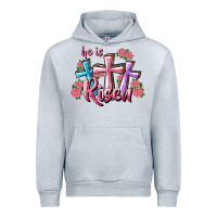 Heather Grey He Is Risen Cross Urban Hoodie - RanaPortraitStore