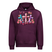 Mauve Wine He Is Risen Cross Urban Hoodie - RanaPortraitStore