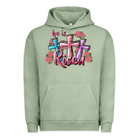 Pigment Oil Green He Is Risen Cross Urban Hoodie - RanaPortraitStore