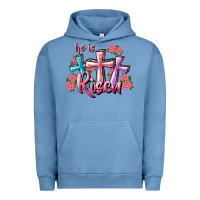 Pigment Pebble Blue He Is Risen Cross Urban Hoodie - RanaPortraitStore