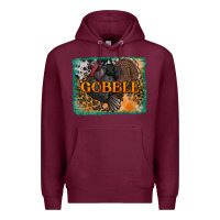 Burgundy thanksgiving turkey gobble with background Premium Hoodie - RanaPortraitStore