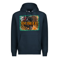 Navy thanksgiving turkey gobble with background Premium Hoodie - RanaPortraitStore