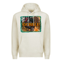 Oatmeal Heather thanksgiving turkey gobble with background Premium Hoodie - RanaPortraitStore