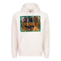 Pale Pink thanksgiving turkey gobble with background Premium Hoodie - RanaPortraitStore
