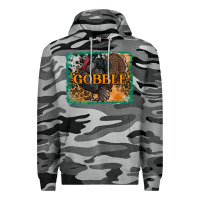 Slate Camo thanksgiving turkey gobble with background Premium Hoodie - RanaPortraitStore