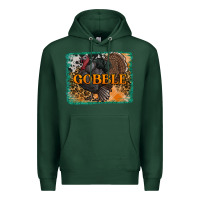 Sports Green thanksgiving turkey gobble with background Premium Hoodie - RanaPortraitStore