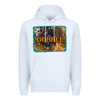 White thanksgiving turkey gobble with background Premium Hoodie - RanaPortraitStore