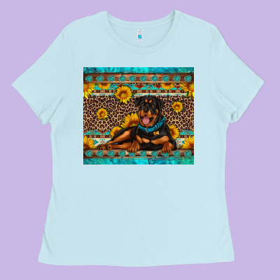 Rottweiler With Western Background Ladies Tee Designed By Artiststas