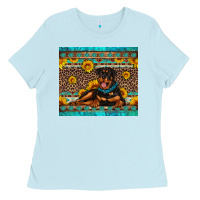 Baby Blue Rottweiler with western background Ladies Tee - Artiststas