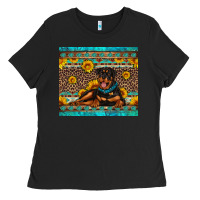 Black Rottweiler with western background Ladies Tee - Artiststas