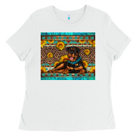 White Rottweiler with western background Ladies Tee - Artiststas