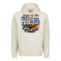 Oatmeal Heather home of the free because of the brave sunflower bi Premium Hoodie - texasbilliewilder