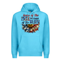 Ocean Blue home of the free because of the brave sunflower bi Premium Hoodie - texasbilliewilder