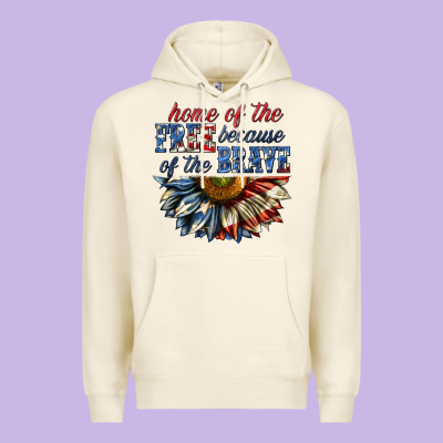Home Of The Free Because Of The Brave Sunflower Bi Premium Hoodie Designed By Texasbilliewilder