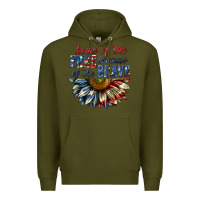 Army Green home of the free because of the brave sunflower bi Premium Hoodie - texasbilliewilder