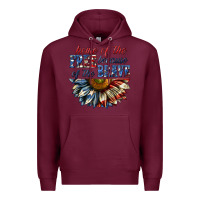 Burgundy home of the free because of the brave sunflower bi Premium Hoodie - texasbilliewilder