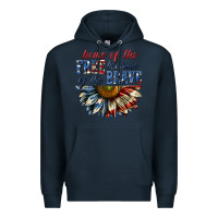 Navy home of the free because of the brave sunflower bi Premium Hoodie - texasbilliewilder
