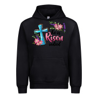 Black He Is Risen Indeed Cross And Flowers Urban Hoodie - RanaPortraitStore