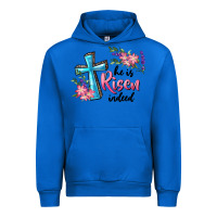 Cobalt He Is Risen Indeed Cross And Flowers Urban Hoodie - RanaPortraitStore