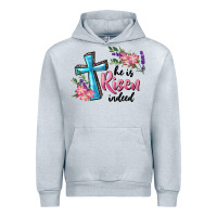 Heather Grey He Is Risen Indeed Cross And Flowers Urban Hoodie - RanaPortraitStore