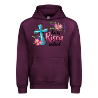 Mauve Wine He Is Risen Indeed Cross And Flowers Urban Hoodie - RanaPortraitStore