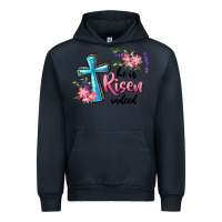 Navy He Is Risen Indeed Cross And Flowers Urban Hoodie - RanaPortraitStore