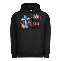 Pigment Black He Is Risen Indeed Cross And Flowers Urban Hoodie - RanaPortraitStore