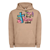 Pigment Burro He Is Risen Indeed Cross And Flowers Urban Hoodie - RanaPortraitStore