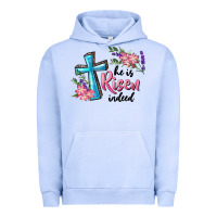Pigment Grape Ice He Is Risen Indeed Cross And Flowers Urban Hoodie - RanaPortraitStore